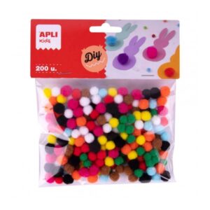 apli pack de 200 mini pompones de Ø 8mm ideal para manualidades escolares y talleres infantiles estimula la imaginacion y creatividad infantil colores surtidos