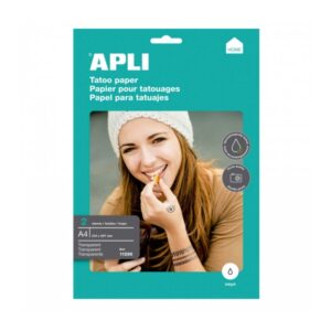 apli pack de 2 hojas de papel para crear tatuajes imprimible en inkjet versatil para piel y objetos facil de borrar dermatologicamente testado