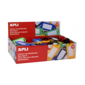 apli pack de 100 llaveros con etiqueta facil apertura ideal para oficinas, almacenes y hogar colores surtidos