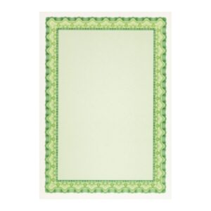 apli pack de 10 hojas de papel certificado diseño de concha 115gr ideal para certificados y diplomas compatible con impresoras y escritura manual color verde esmeralda