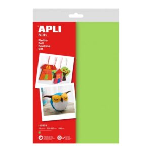 apli pack de 10 hojas de fieltro a4 40% lana natural grosor 250gr resistente y suave facil de cortar y pegar color verde