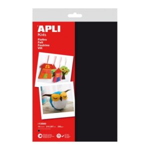 apli pack de 10 hojas de fieltro a4 40% lana natural grosor 250gr resistente y suave facil de cortar y pegar color negro