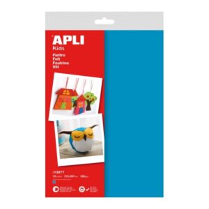 apli pack de 10 hojas de fieltro a4 40% lana natural grosor 250gr resistente y suave facil de marcar, cortar y pegar color azul