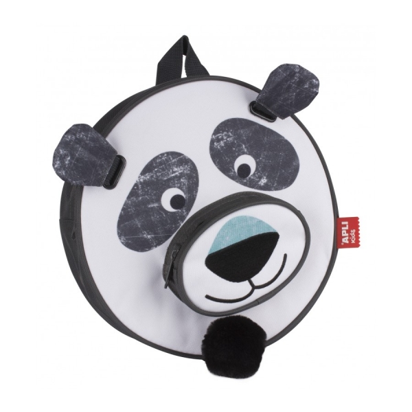 apli mochila panda doble compartimento cierre cremallera asas acolchadas y regulables asa superior para colgar tira con pompon de cola de panda ideal para escuela y guarderia
