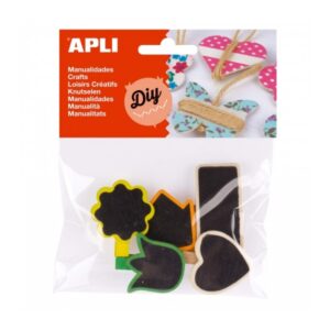 apli mini pinzas de madera con formas en acabado pizarra flor tulipan flecha rectangulo corazon ideales para decorar y sujetar tarjetas, fotos y mas color negro
