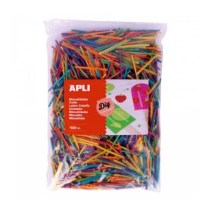 apli mini palitos de madera surtidos formato maxi 1500 unidades alta resistencia faciles de pegar y cortar estimulan creatividad infantil colores surtidos