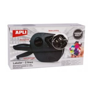 apli maquina etiquetadora de precios premium 2 lineas 9 caracteres facil uso instalacion rapida correa de muñeca incluye cartuchos y rollo de etiquetas