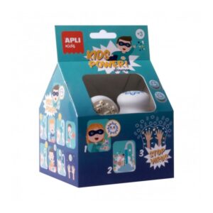 apli set de sellos stop virus ergonomicos tinta azul no toxica fomenta higiene infantil