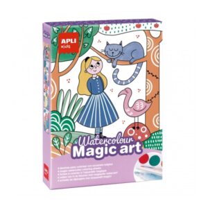 apli set de coloreado magico incluye 4 laminas ilustradas 6 pastillas de acuarela pincel goma rotulador magico fichas guia