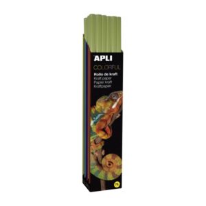 apli rollo de papel kraft 70gr fibras naturales alta resistencia homogeneidad de color ideal para manualidades y embalajes color verde