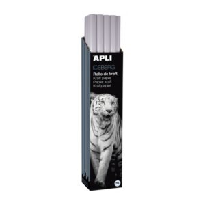 apli rollo de papel kraft 70gr fibras naturales alta resistencia homogeneidad de color ideal para embalajes y manualidades soporta temperas y acuarelas color blanco