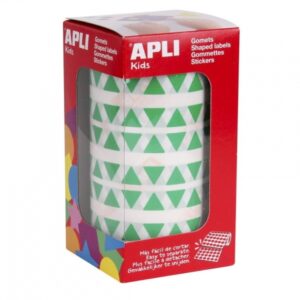 apli rollo de 6.136 gomets triangulares adhesivo permanente faciles de separar adhesivo base agua color verde