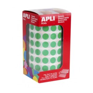apli rollo de gomets redondos adhesivo permanente 5.192 gomets desarrolla habilidades alta calidad y seguridad color verde