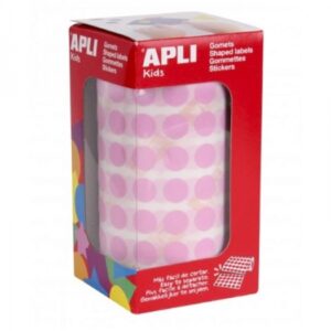 apli rollo con 5.192 gomets redondos adhesivo permanente fomenta la psicomotricidad adhesivo base agua color rosa