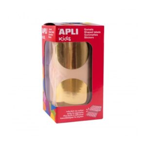 apli rollo de gomets redondos Ø45mm metalizado adhesivo permanente 354 gomets por rollo fomenta la creatividad y psicomotricidad color oro