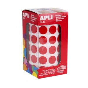 apli rollo de gomets redondos Ø 15mm adhesivo permanente 2.832 gomets adhesivo base agua libre de disolventes color rojo
