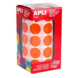 apli rollo de 1.770 gomets redondos Ø 20mm adhesivo permanente base agua libre de disolventes color naranja