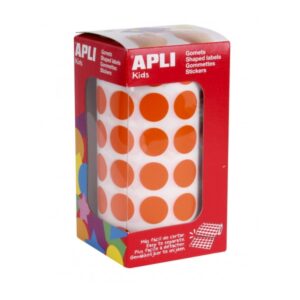 apli rollo de 2.832 gomets redondos Ø 15mm adhesivo permanente base agua libre de disolventes color naranja