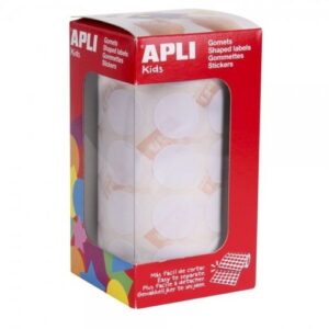 apli rollo de 1.770 gomets redondos Ø 20mm adhesivo permanente con base de agua libre de disolventes color blanco