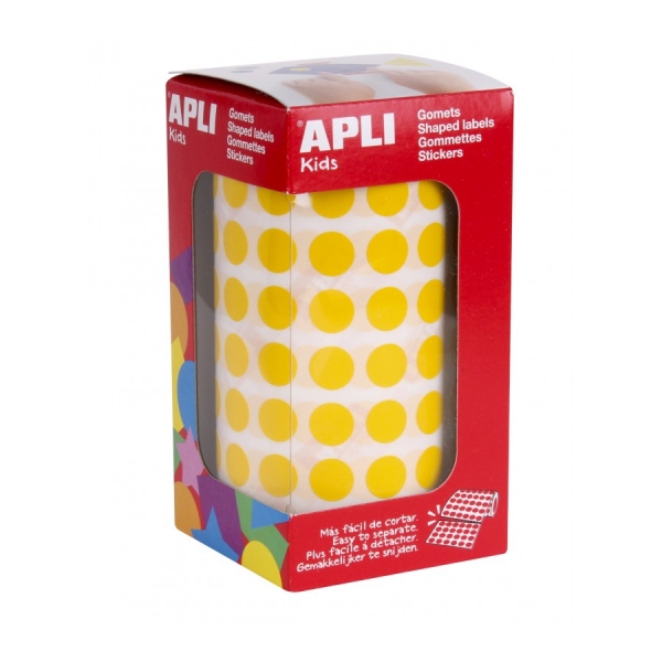 apli rollo de 5.192 gomets redondos adhesivo permanente faciles de separar adhesivo base agua materiales reciclables color amarillo
