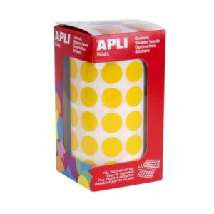apli rollo de 2.832 gomets redondos Ø 15mm adhesivo permanente base agua libre de disolventes color amarillo