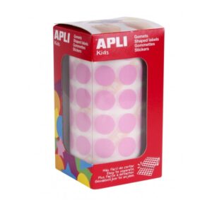 apli rollo de gomets redondos adhesivo permanente 2.832 gomets adhesivo base agua libre de disolventes color rosa
