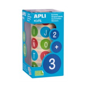 apli rollo de gomets redondos abc adhesivo removible 900 gomets fomenta aprendizaje adhesivo base agua libre de disolventes