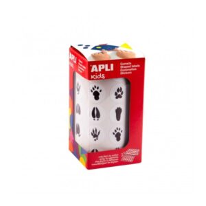 apli rollo de gomets huellas de animales del bosque adhesivo permanente 900 gomets fomenta psicomotricidad fina ideal para guarderias formas surtidas