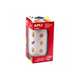apli rollo de gomets hortalizas adhesivo permanente 900 gomets formas surtidas ideal para guarderias desarrolla psicomotricidad fina y creatividad