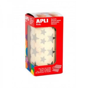 apli rollo de gomets estrella adhesivo permanente 2 tamaños 2.360 gomets adhesivo base agua libre de disolventes