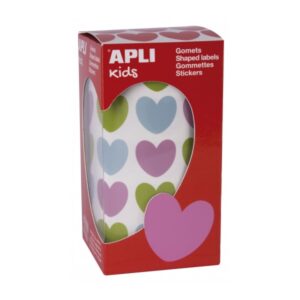 apli rollo de gomets en forma de corazon adhesivo permanente 900 gomets color azul claro