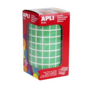 apli rollo de gomets cuadrados adhesivo permanente 6.372 gomets desarrolla habilidades y creatividad adhesivo base agua color verde