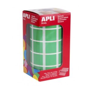 apli rollo de gomets cuadrados adhesivo permanente 1.770 gomets faciles de separar adhesivo base agua color verde
