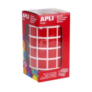 apli rollo de gomets cuadrados adhesivo permanente 2.832 gomets adhesivo base agua libre de disolventes color rojo