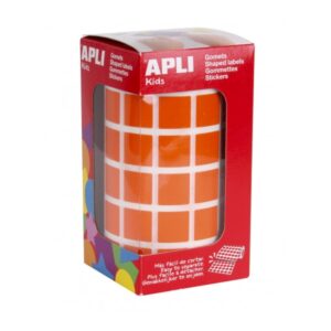 apli rollo de gomets cuadrados adhesivo permanente 2.832 gomets adhesivo base agua libre de disolventes color naranja