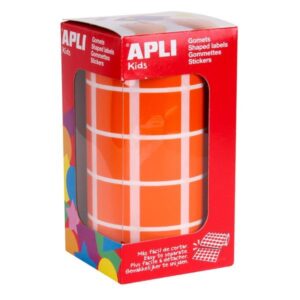apli rollo de gomets cuadrados adhesivo permanente 1.770 gomets faciles de separar adhesivo base agua libre de disolventes color naranja