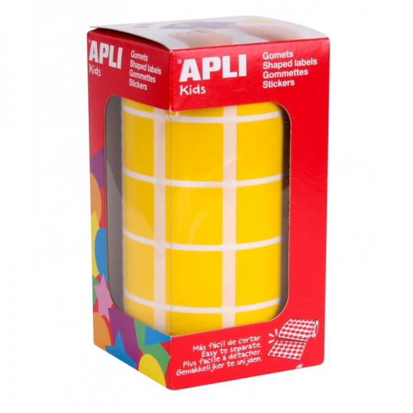 apli rollo de gomets cuadrados adhesivo permanente 1.770 gomets desarrolla habilidades adhesivo base agua color amarillo