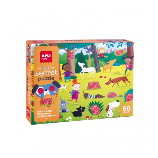 apli puzle secreto de perros diseño infantil y colorido incluye gafas magicas y poster piezas resistentes y seguras fomenta habilidades cognitivas y motrices