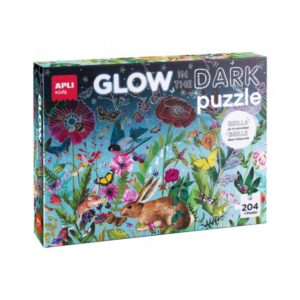 apli glow in the dark puzzle fluorescente de 204 piezas 5x5cm tematica de flores con fauna y flora efecto fluorescente que revela diseños ocultos poster para facilitar montaje