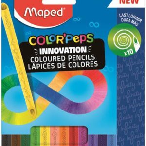 maped color`peps infinity pack de 12 lapices de colores de larga duracion hecho totalmente de mina colores surtidos