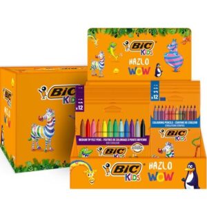 bic kids expositor de 12 packs de 12 rotuladores couleur + 12 packs de 12 lapices de colores evolution stripes colores surtidos