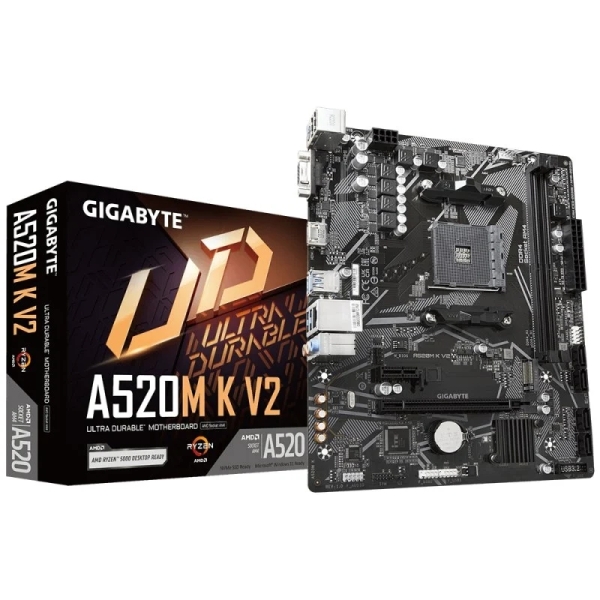 gigabyte a520m k v2 placa base amd a520 am4 2x ddr4 hdmi, m.2, pcie, 4x sata iii, usb, rj 45, vga, micro atx
