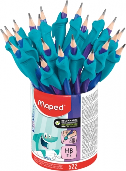 maped kidy lern bote de 22 lapices de grafito 2hb con guia de lapiz para dedos guia extraible apta para la mayoria de lapices para alumnos de 3 a 7 años