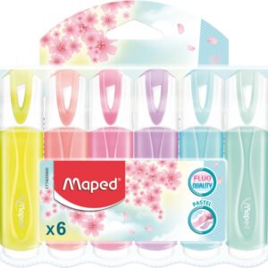 maped classic pack de 6 marcadores fluorescentes pastel punta biselada trazo de 1 a 5mm ideal para subrayar y resaltar colores pastel surtidos
