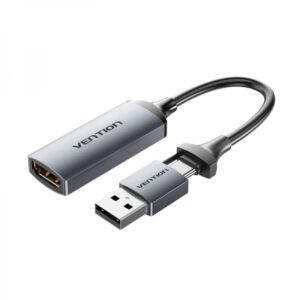 vention conversor hdmi hembra a usb macho y usb tipo c macho 4k 60hz 10cm color negro