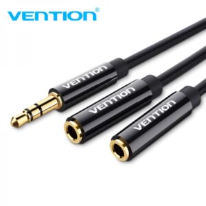 vention cable estereo jack 3.5 macho a 2x jack 3.5 hembra 0.3m color negro