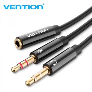 vention cable estereo 2x jack 3.5 macho a jack 3.5 hembra 0.3m color negro