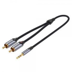 vention cable estereo jack 3.5 macho a 2x rca macho 2m color gris