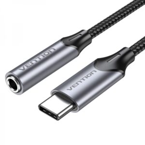 vention adaptador audio jack 3.5mm hembra a usb c 0.10m color gris