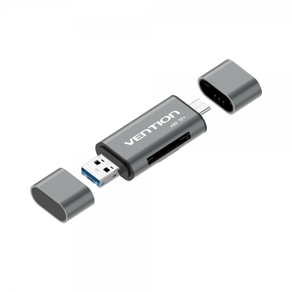 vention lector de tarjetas externo usb 3.0 color gris